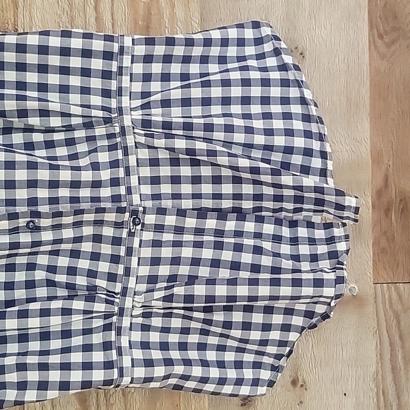 Norma Kamali Sleeveless Button Down Navy Blue and White Check Size XSmall - Picture 2 of 6